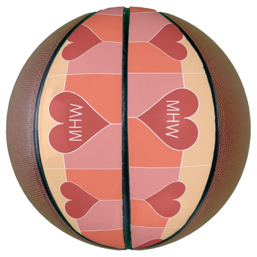 Heart Pattern monogram basketbal (Verticaal)