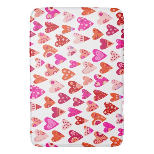 Heart Pattern Red Pink Modern Badmat (Voorkant Verticaal)
