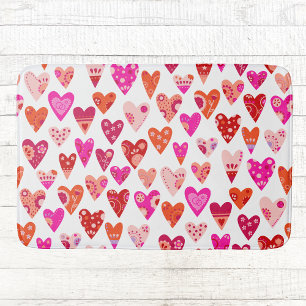 Heart Pattern Red Pink Modern Badmat