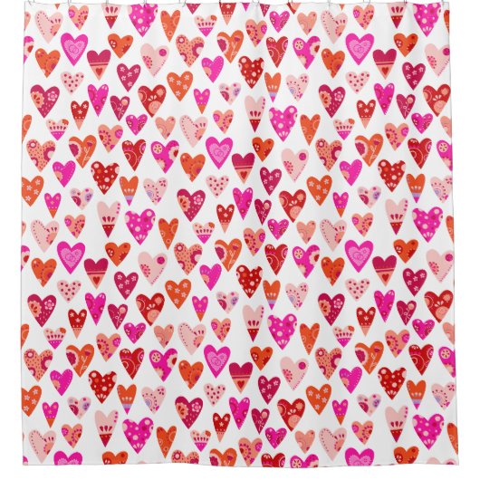 Heart Pattern Red Pink Modern Douchegordijn (Voorkant)