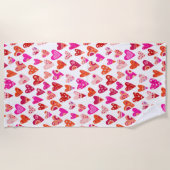 Heart Pattern Red Pink Modern Strandlaken (Voorkant)