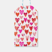 Heart Pattern Red Roze Cadeaulabel (Voorkant)