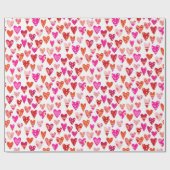 Heart Pattern Red Roze Cadeaupapier (Vlak)