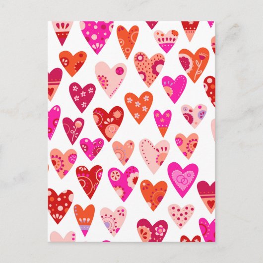 Heart Pattern Red Roze Feestdagenkaart (Voorkant)