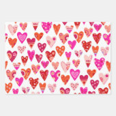 Heart Pattern Red Roze Inpakpapier Vel (Voorkant)