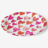 Heart Pattern Red Roze Papieren Bordje (Gekanteld)
