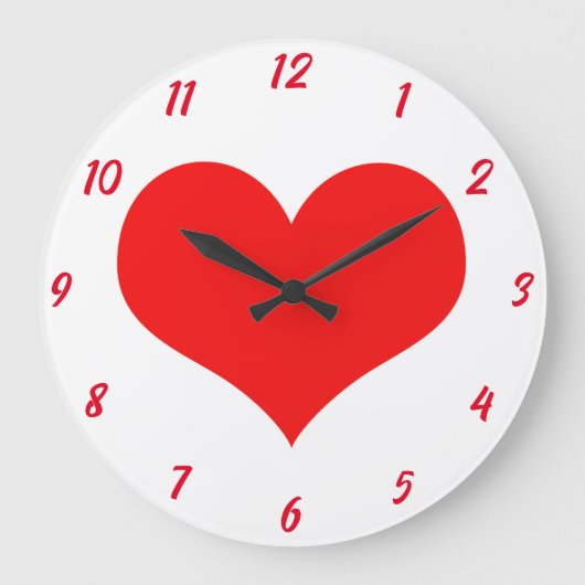 Heart Pattern Red White Cute Valentijnsdag Gift Grote Klok (Voorkant)