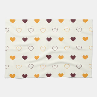 Heart Pattern with Orange & Brown Hearts Theedoek