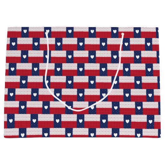 Heart Patterned Texas State Flag Groot Cadeauzakje (Voorkant)