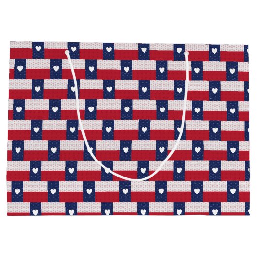Heart Patterned Texas State Flag Groot Cadeauzakje (Achterkant)