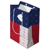 Heart Patterned Texas State Flag Medium Gift Bag Cadeauzakje (Voorkant Gekanteld)