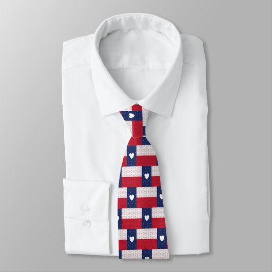 Heart Patterned Texas State Flag Stropdas (Gebonden)