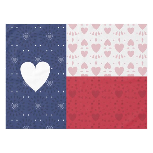 Heart Patterned Texas State Flag Tafelkleed (Voorkant (Horizontaal))