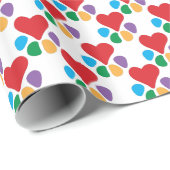 Heart-Paw Pattern Voetafdrukken Pet Lovers Cadeaupapier (Rol Hoek)