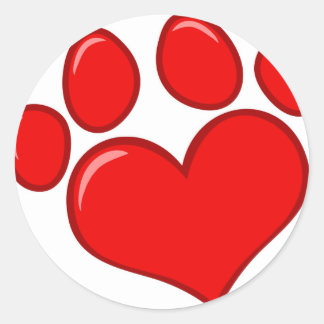 Heart Paw Print Ronde Sticker