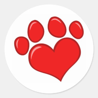 Heart Paw Print Ronde Sticker
