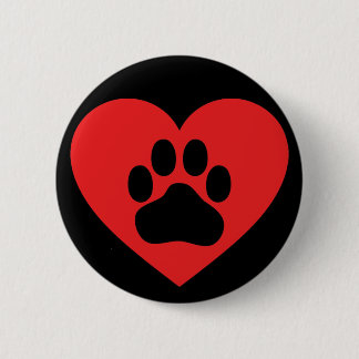 Heart Paw Red Ronde Button 5,7 Cm