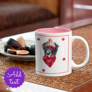 Heart Paws Border Collie Valentijnsdag Cadeau Hond Tweekleurige Koffiemok