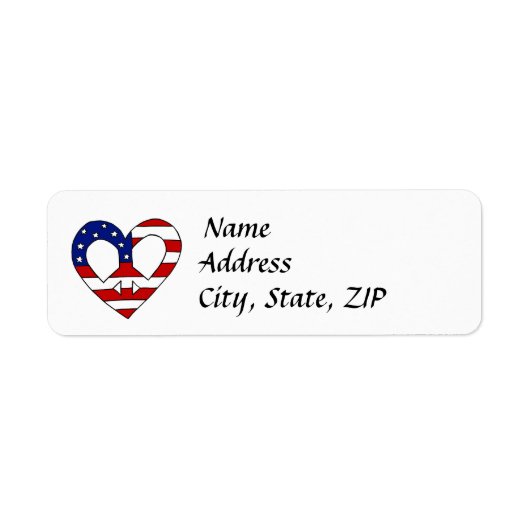 Heart Peace USA Vlag Verkiezingen Etiket (Voorkant)