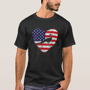 Heart Peacock Animal Retro US American Fla T-shirt