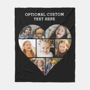 Heart Photo Collage 7 Afbeelding Gepersonaliseerd Fleece Deken