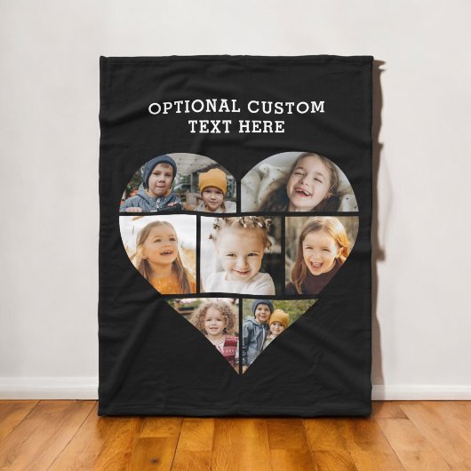 Heart Photo Collage 7 Afbeelding Gepersonaliseerd Fleece Deken