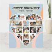 Heart Photo Collage Personalized Retro Birthday Kaart (Voorkant)