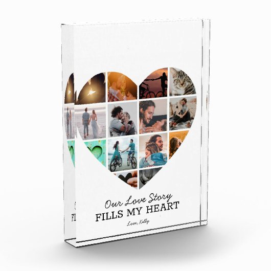 Heart Photo Collage Valentijnse aangepaste tekst V Fotoblokken (Links)