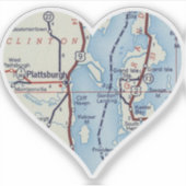 Heart Plattsburgh NY  kaart Sticker (Voorkant)