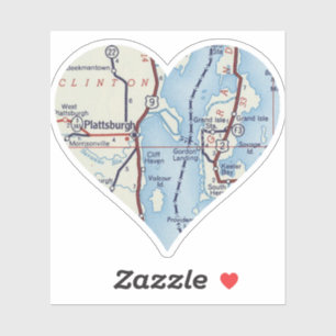 Heart Plattsburgh NY kaart Sticker