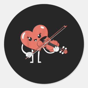 Heart Playing Viool Valentijnsdag Muziek Love Mus Ronde Sticker