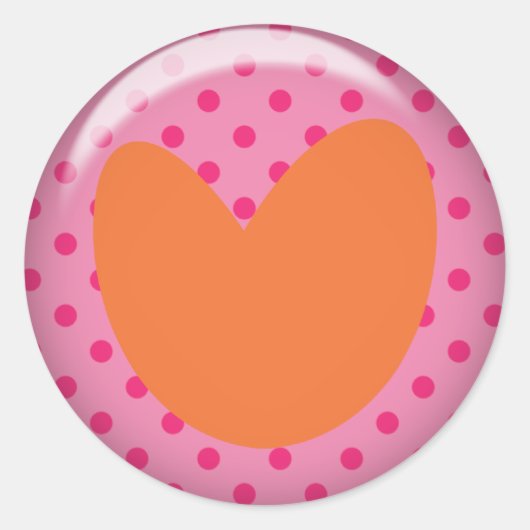 Heart- Polka-punten ticker Ronde Sticker (Voorkant)