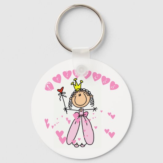 Heart Princess Stick Figuur Tshirts en Gifts Sleutelhanger (Voorkant)