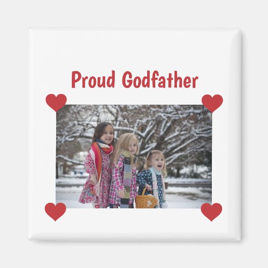 Heart Proud Godfather Love Personalize Photo Make Magneet (Voorkant)