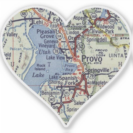 Heart Provo Utah  Map Sticker (Voorkant)