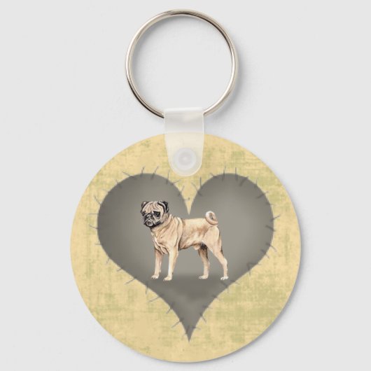 Heart Pug Sleutelhanger (Voorkant)