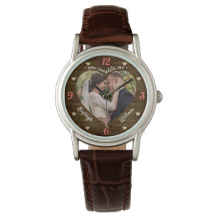 Heart Puzzle Weddenschap Foto Rustic You Complete Horloge