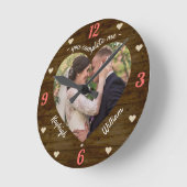 Heart Puzzle Weddenschap Foto Rustic You Complete Ronde Klok (Hoek)