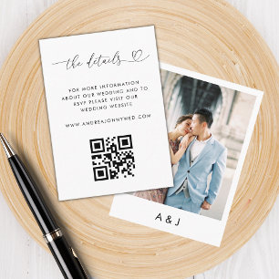 Heart QR Code Details Wedding Enclosure Cards Visitekaartje