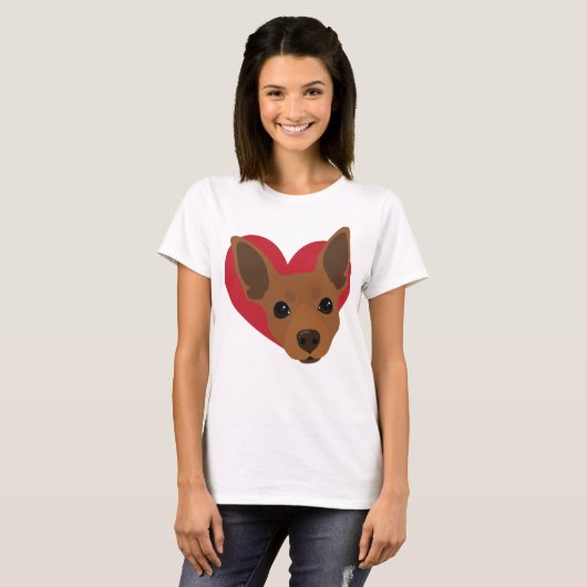 Heart Red Rust Min Pin T-Shirt No4 (Voorkant volledig)