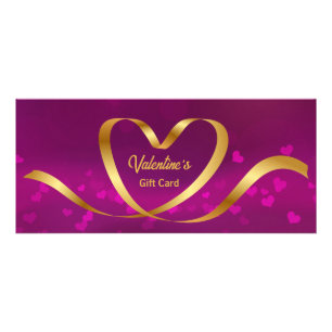 Heart Ribbon Gold Paarse Valentijnsdag Gift Card Reclamekaart