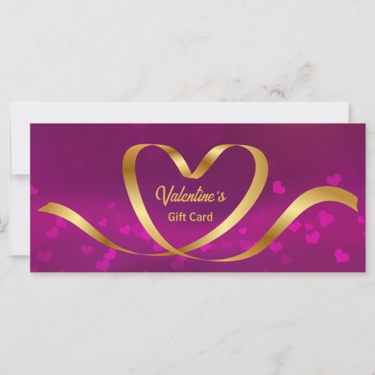 Heart Ribbon Gold Purple Valentine's Day Carte cad (Devant)