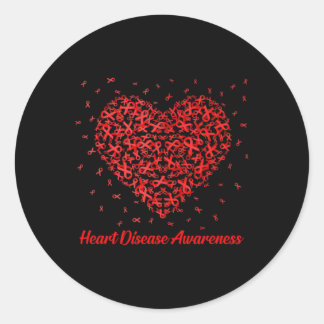 Heart Ribbon Heart Disease Awareness Gifts Ronde Sticker