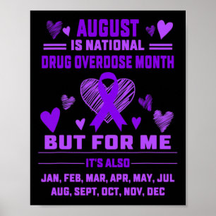 Heart Ribbon June is National Drug Overdose Awaren Poster