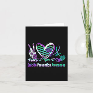 Heart Ribbon Roos Peace Love Mental Health Suicide Kaart