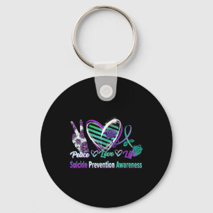 Heart Ribbon Roos Peace Love Mental Health Suicide Sleutelhanger