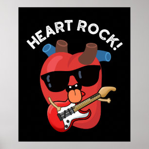 Heart Rock Grappige Muziek Pun Dark BG Poster