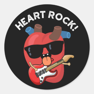 Heart Rock Grappige Muziek Pun Dark BG Ronde Sticker