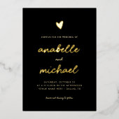 Heart & Romantic Modern Script Photo Weddenschap G Folie Uitnodiging (Voorkant)