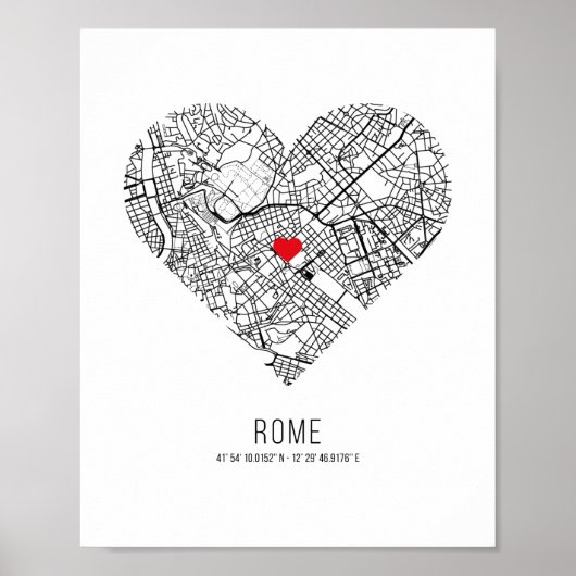 Heart Rome City Map (Italië) Poster (Voorkant)